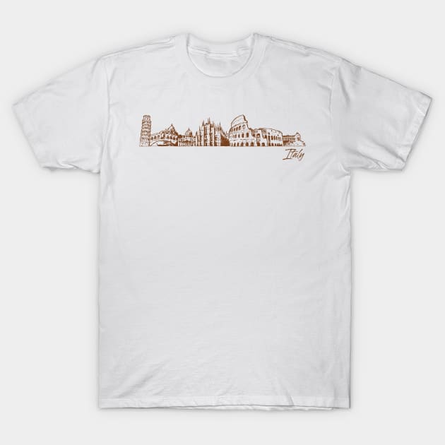 Italy hand drawn skyline T-Shirt by SerenityByAlex